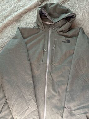 The North Face Men's Olive Gray Full-Zip Hooded Jacket